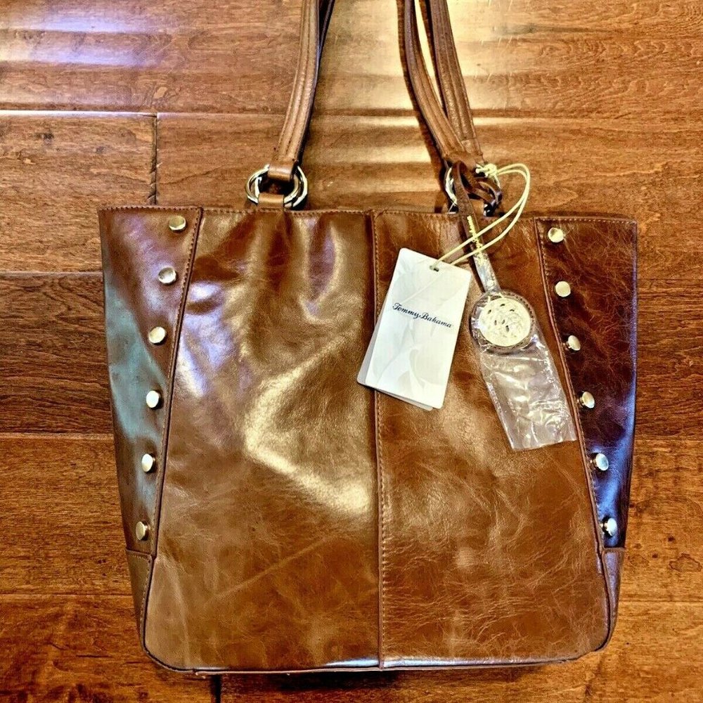 NWT Tommy Bahama El Roble Leather Tote, Brown